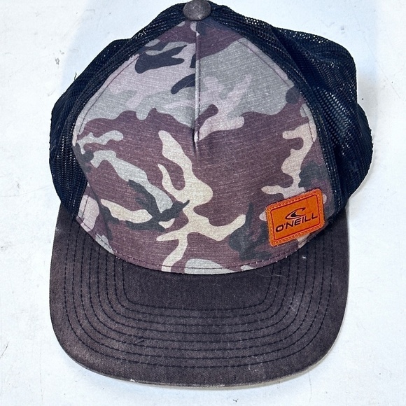 O'Neill USA Green Black Camouflage Snapback Trucker Skate Surf Hat Cap - Picture 1 of 7